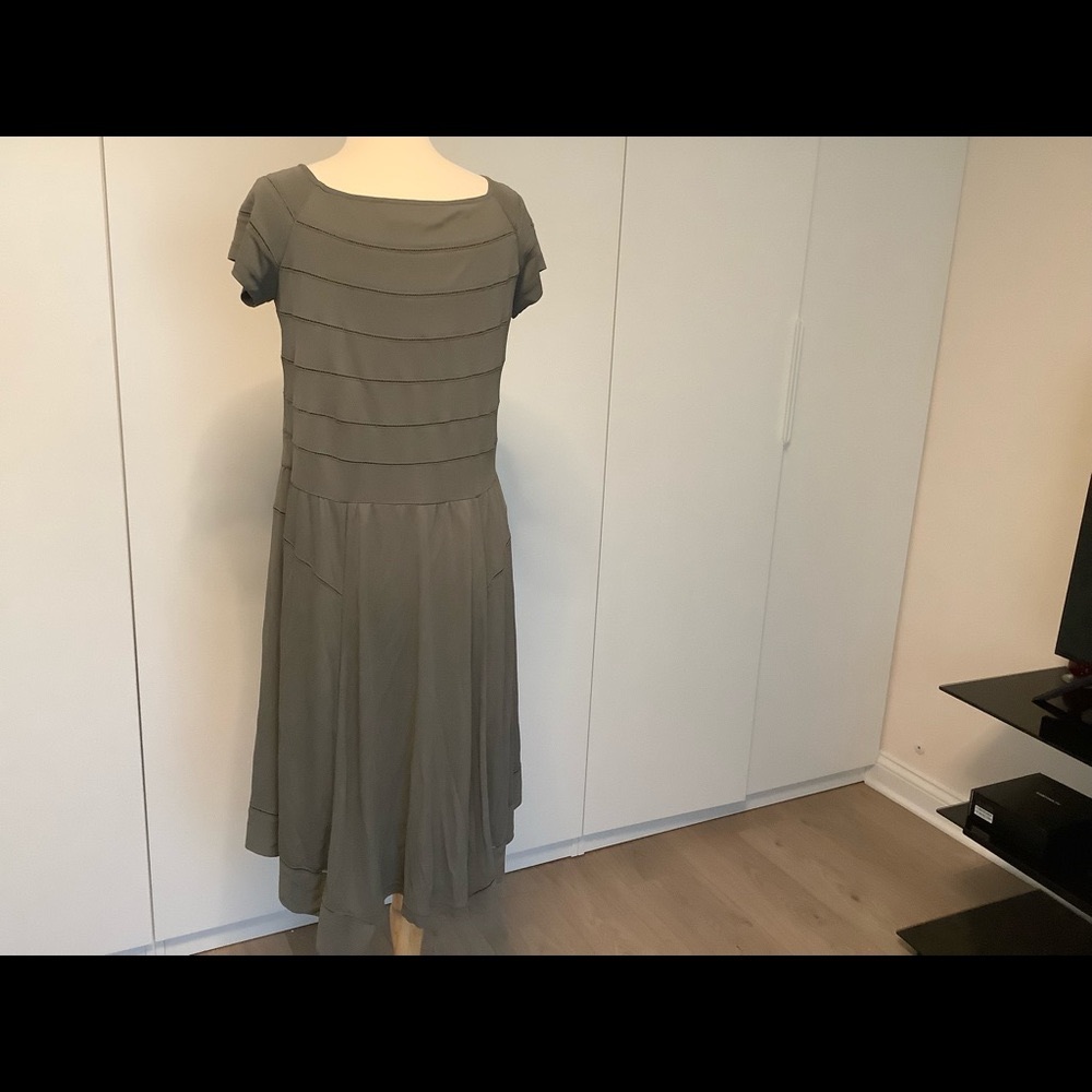 DEREK LAM HIGH LOW A-LINE ARMY GREEN DRESS Size 8